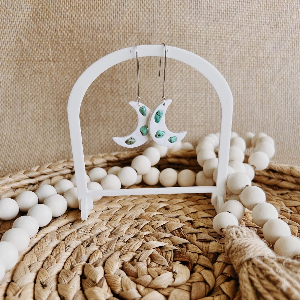 Clay Turquoise Moon Earrings
